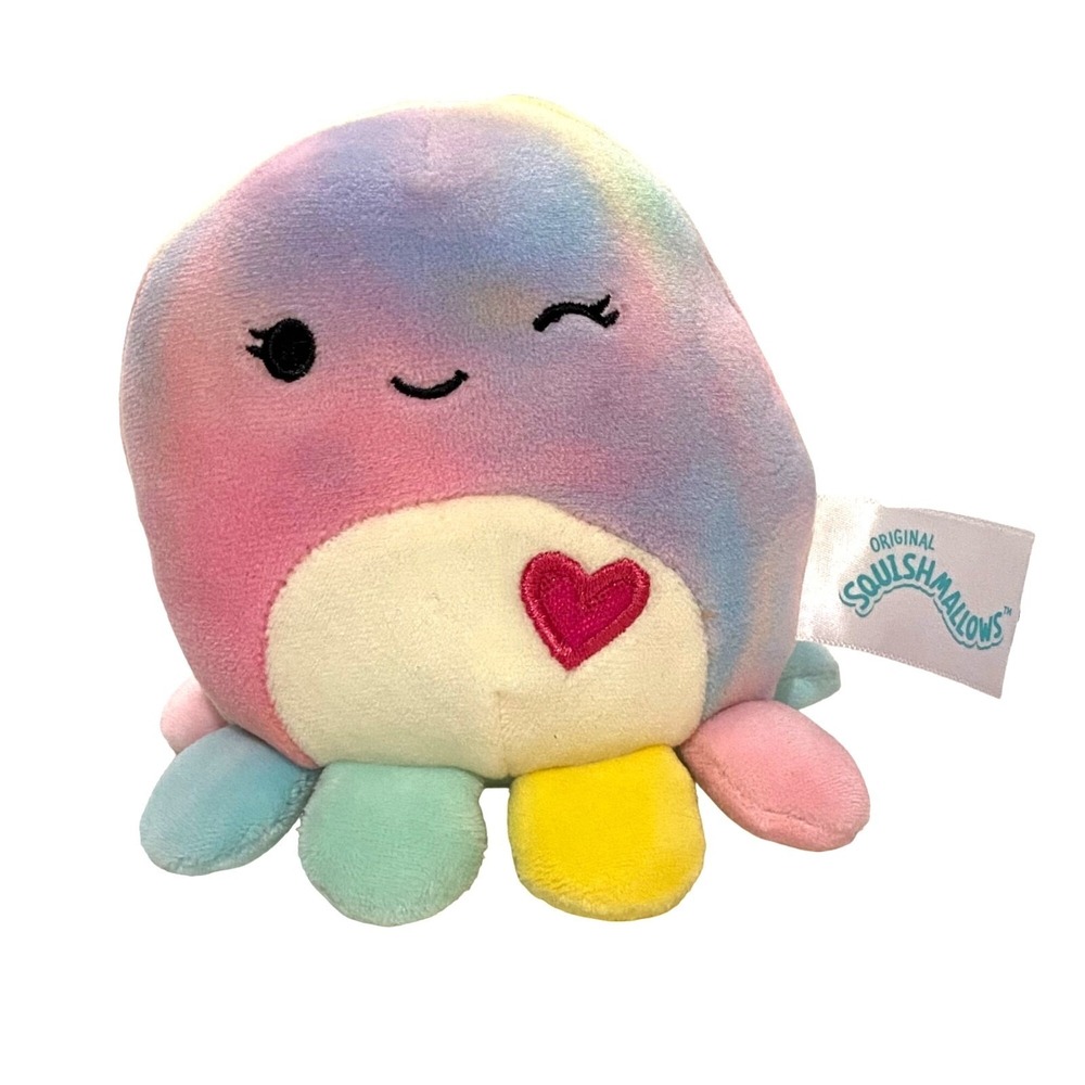 Squishmallows‎ Valentine Squad Opal the Octopus 3.5" Tie Dye Colorful Winking